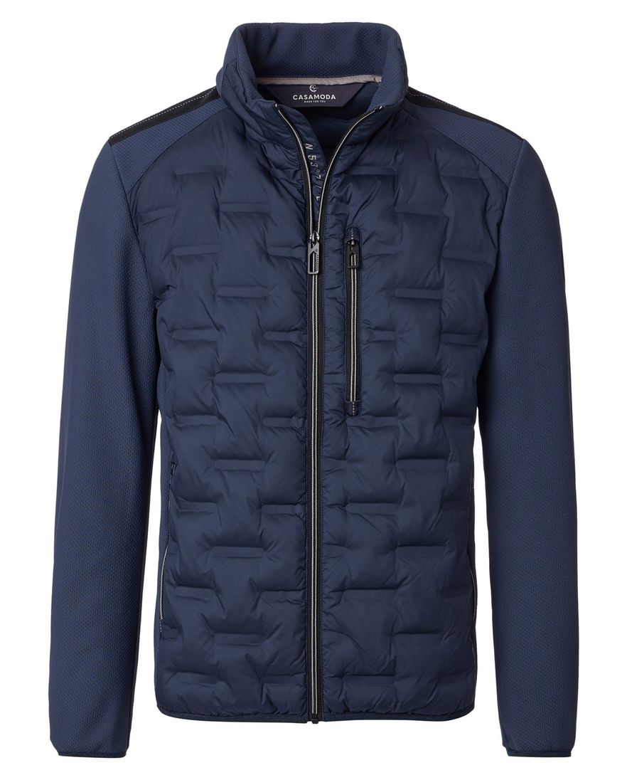 Tussenjas Casa Moda donkerblauw structuur borstzak