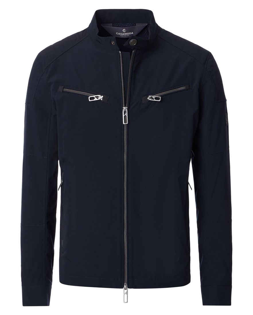 Donkerblauwe tussenjas Casa Moda zakken met rits