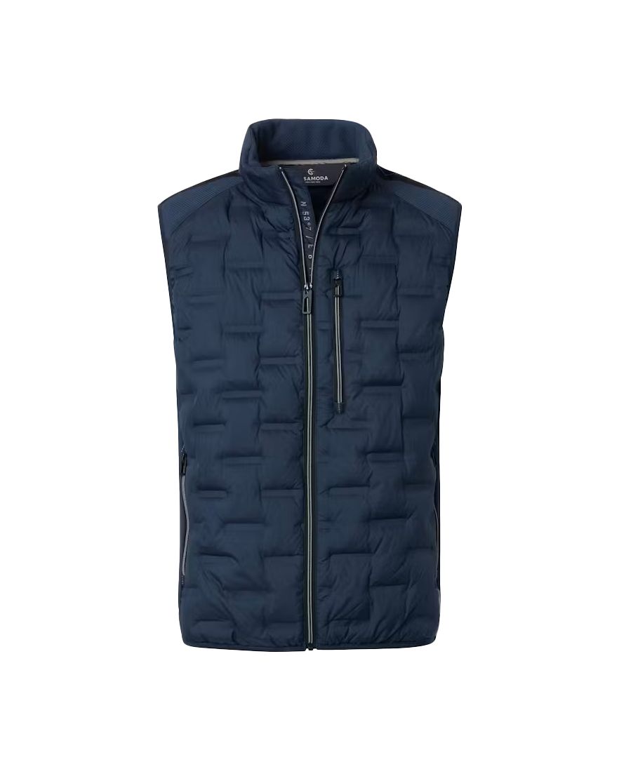 Bodywarmer donkerblauw Casa Moda opstaande kraag