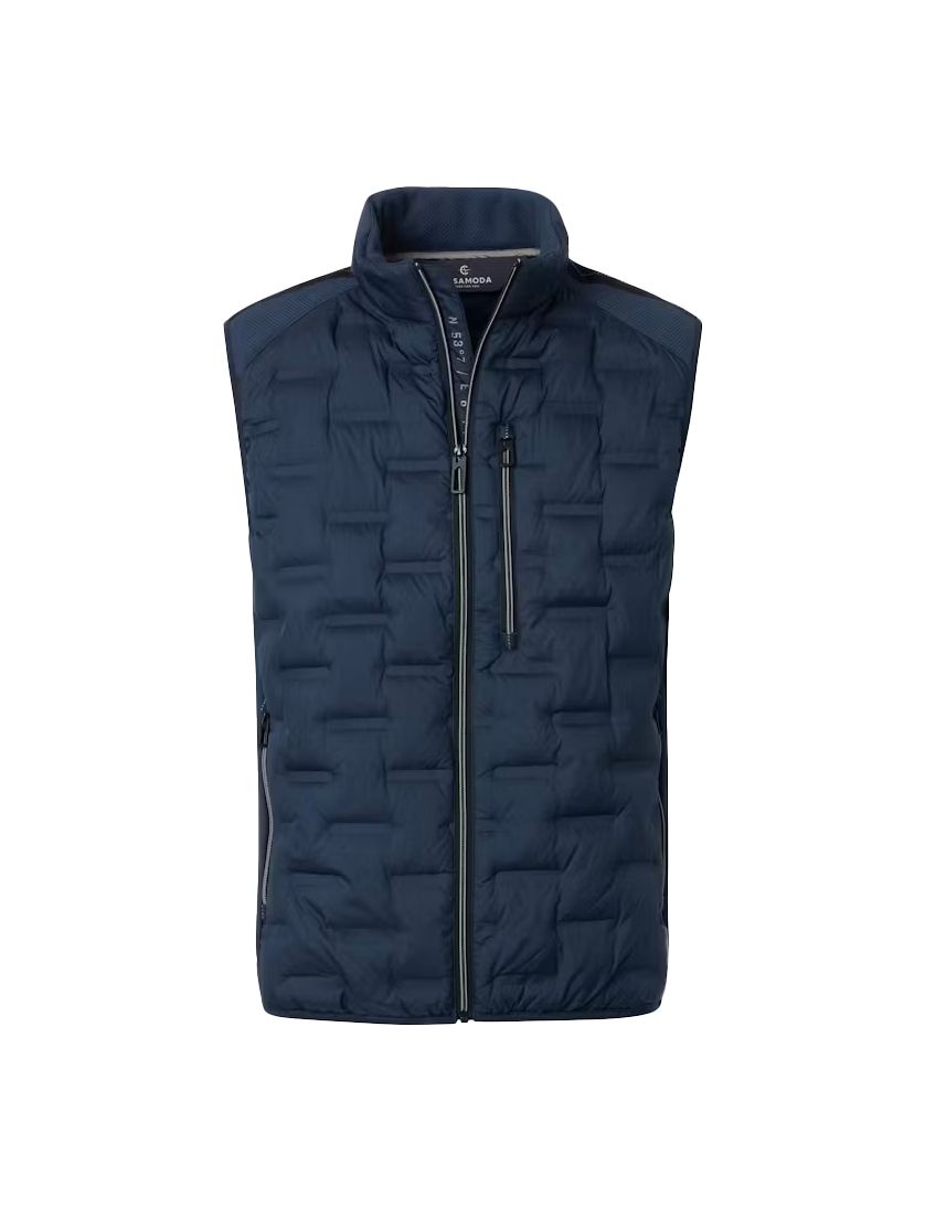 Donkerblauwe bodywarmer Casa Moda structuur