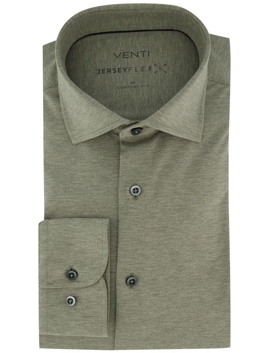 Venti overhemd wijde fit groen jersey lange mouw