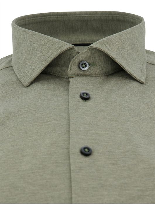 Venti overhemd wijde fit groen jersey lange mouw