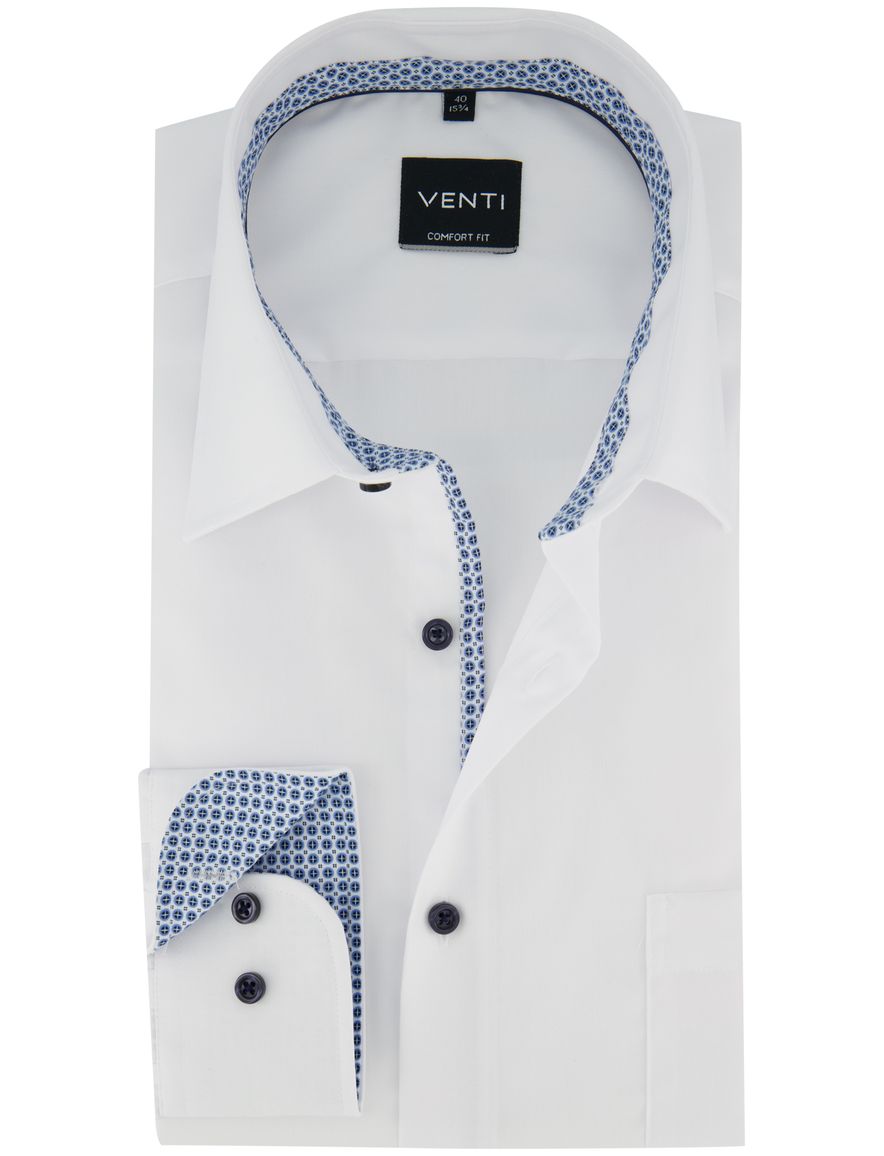 Venti Comfort Fit overhemd wit donkere knoop