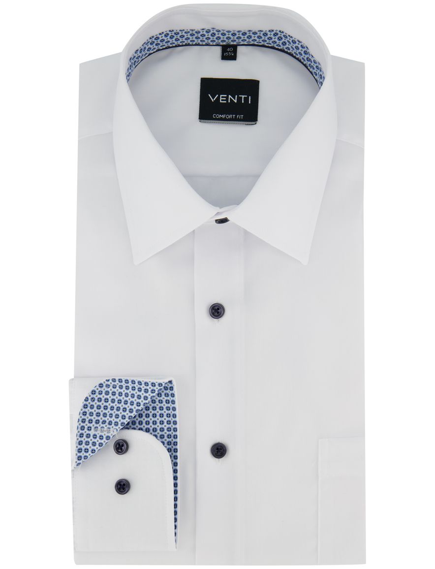 Venti Comfort Fit overhemd wit donkere knoop