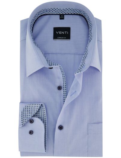 Venti Comfort fit lichtblauw zakelijk lange mouwen Venti overhemd
