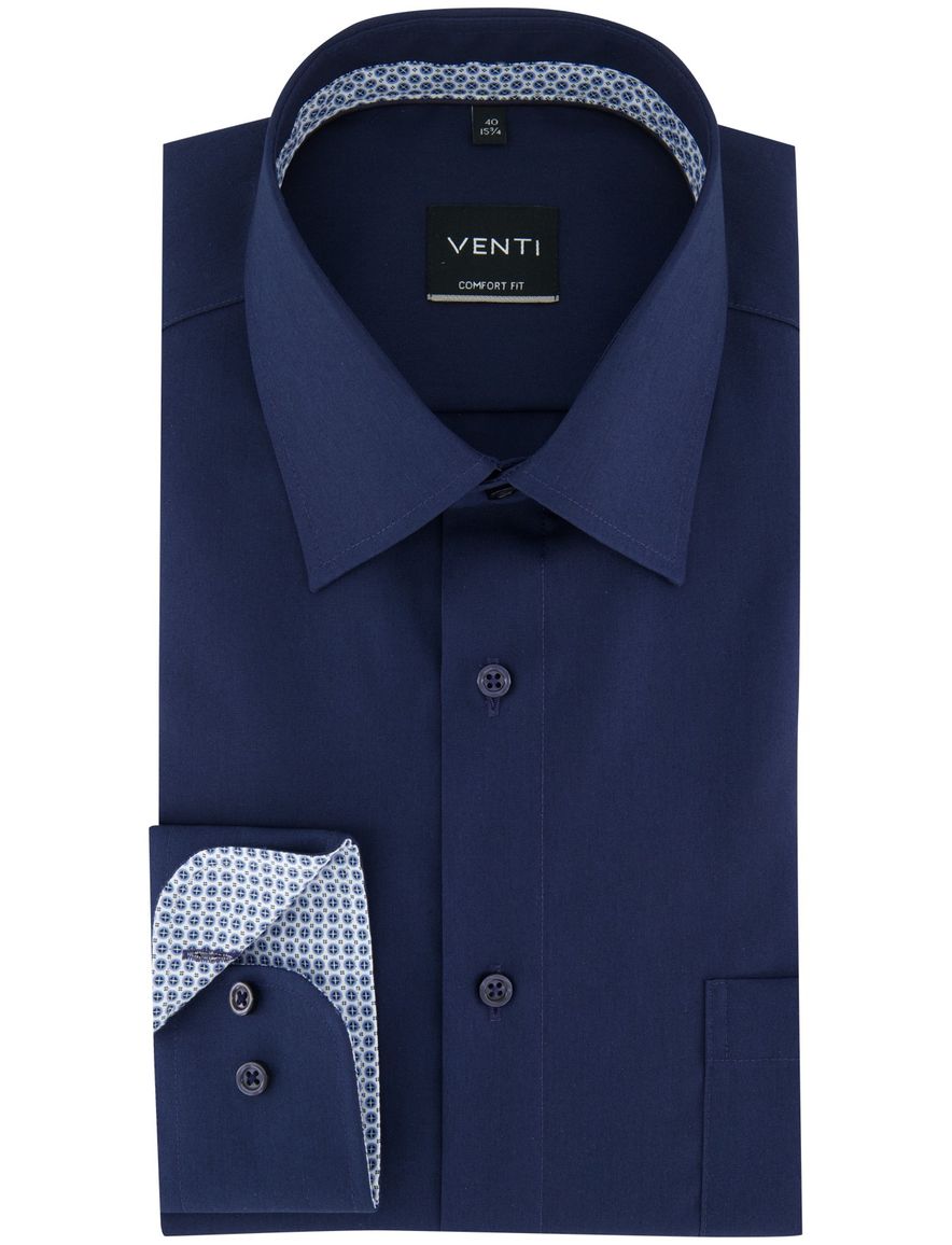 Venti Comfort Fit overhemd donkerblauw strijkvrij