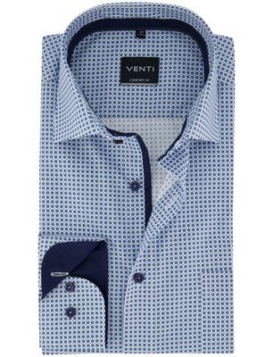 Casa Moda Venti Comfort fit blauw geprint zakelijk lange mouwen overhemd