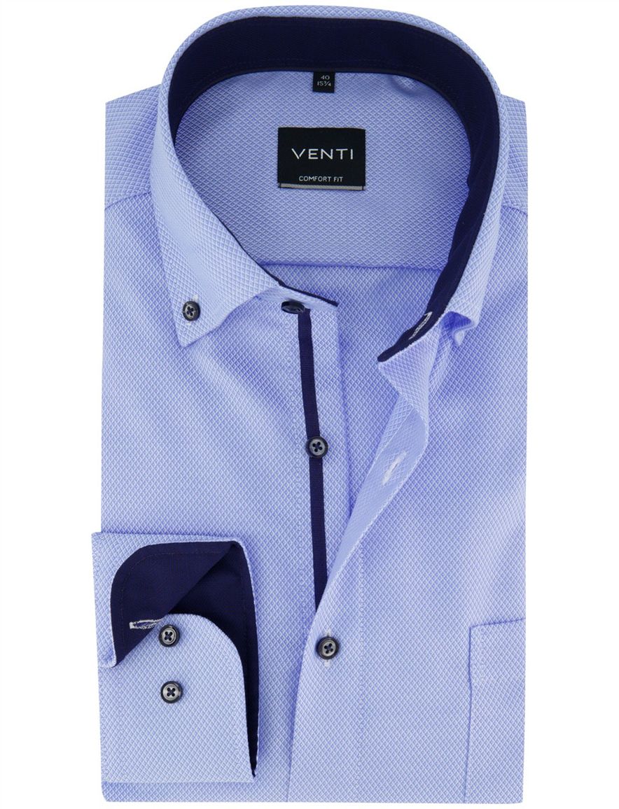Venti Comfort Fit overhemd lichtblauw geprint