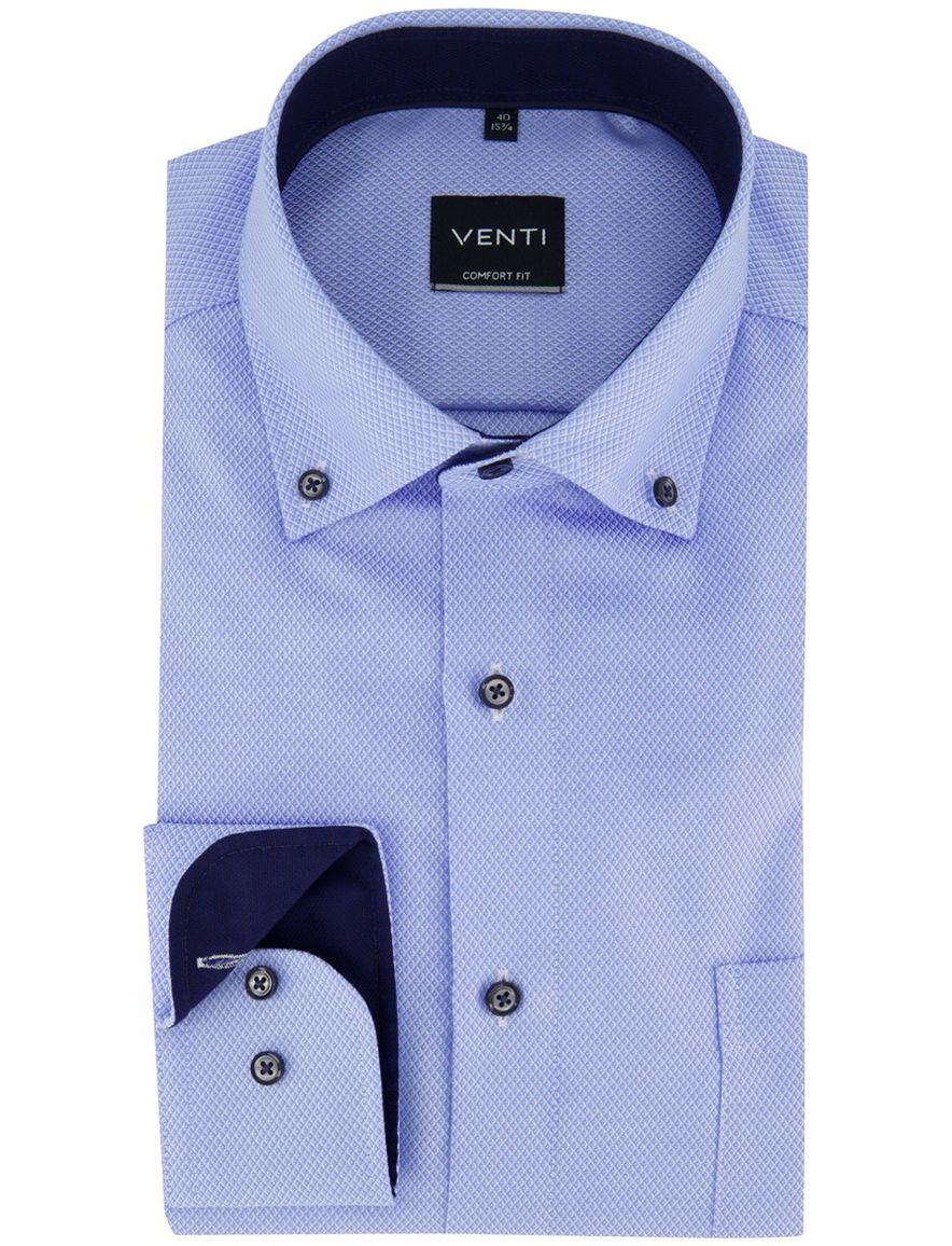 Venti Comfort Fit overhemd lichtblauw geprint