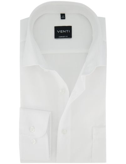 Venti witte wijde fit overhemd Venti met borstzak strijkvrij