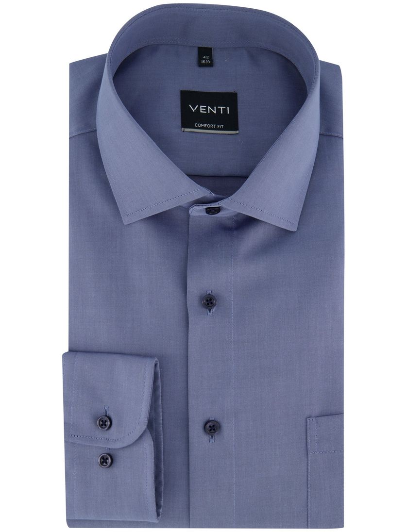 Venti Comfort Fit Overhemd semi-wide collar mouwlengte 7 blauw