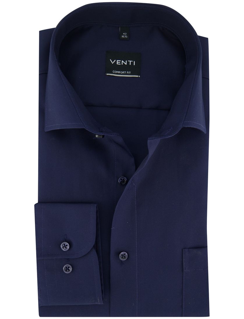 Venti Comfort Fit Overhemd ml7 navy wijde fit 100% katoen