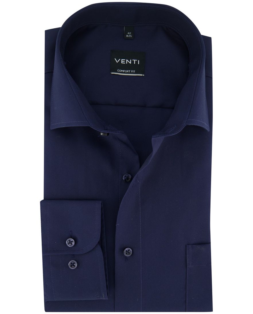 Venti Comfort Fit Overhemd mouwlengte 7 navy comfort fit