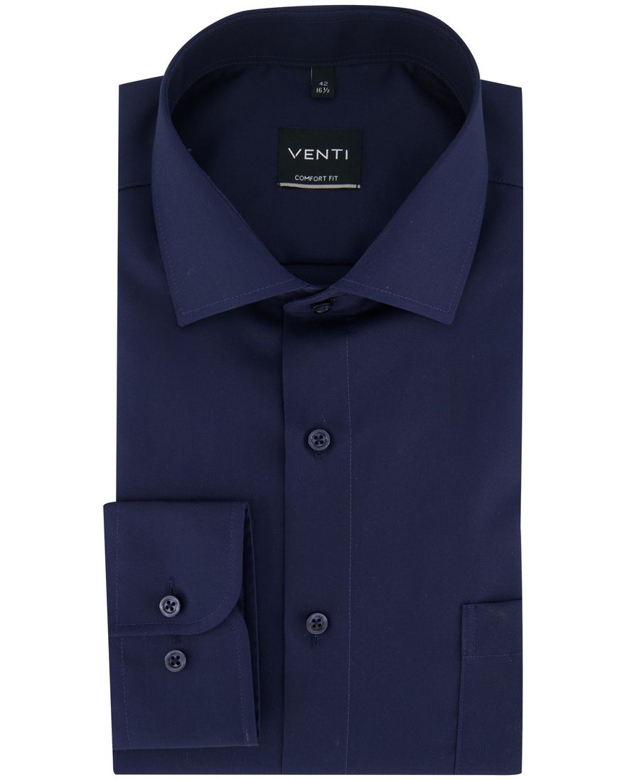 Venti Comfort Fit Overhemd mouwlengte 7 navy comfort fit