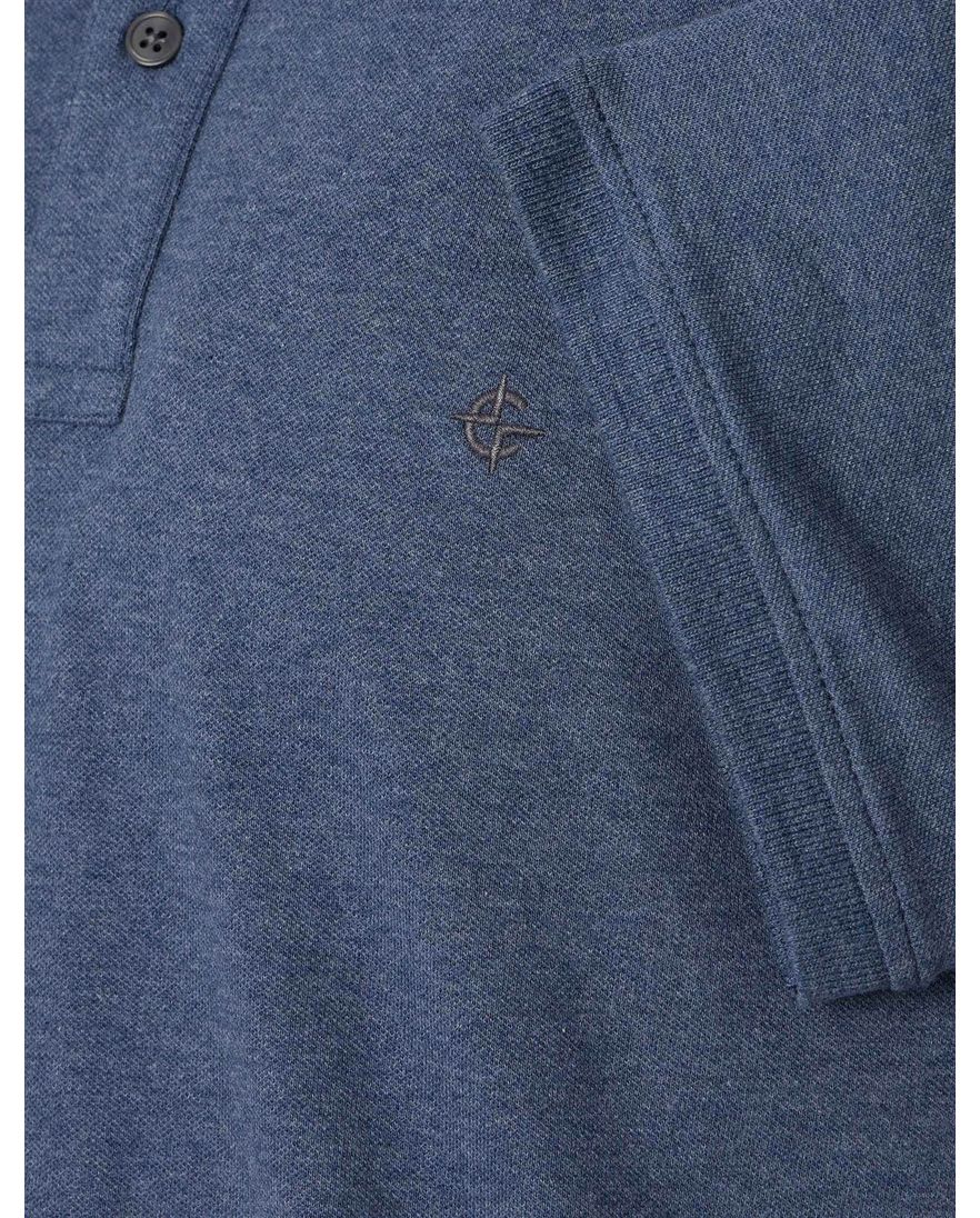 polo blauw Casa Moda korte mouw 2-knoops gemêleerd