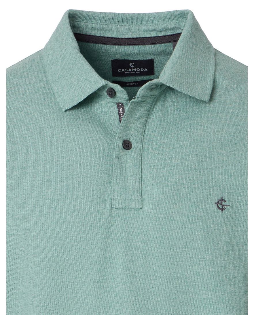 polo turquoise Casa Moda korte mouw 2-knoops gemêleerd