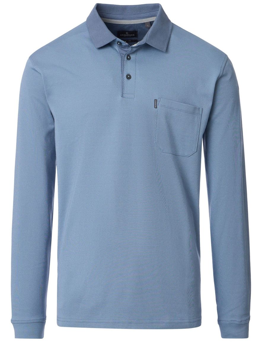 Casa Moda polo blauw 3 knoops borstzak lange mouw
