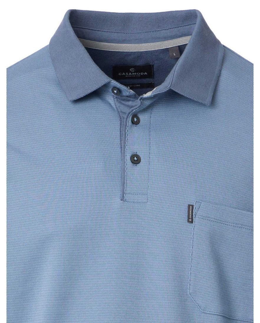 Casa Moda polo blauw 3 knoops borstzak lange mouw