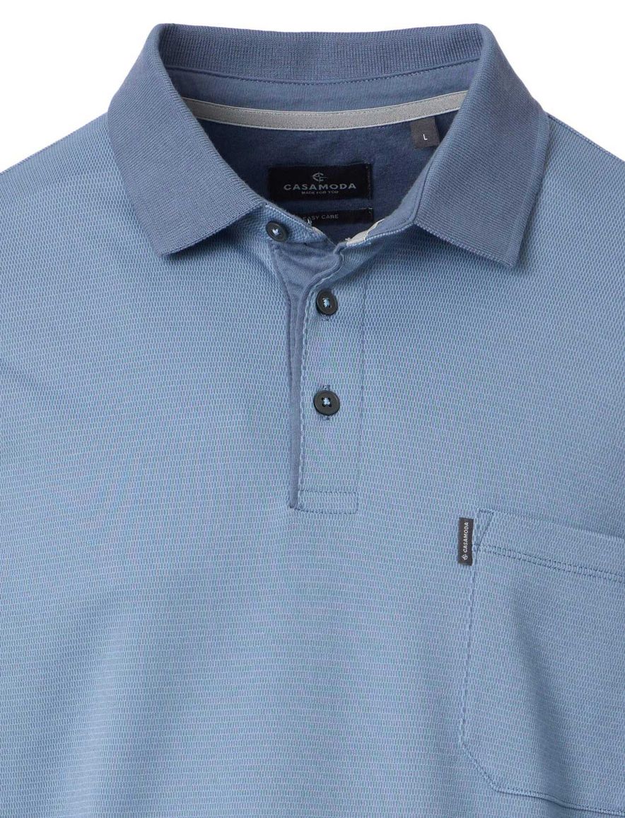 Casa Moda polo blauw 3 knoops borstzak lange mouw