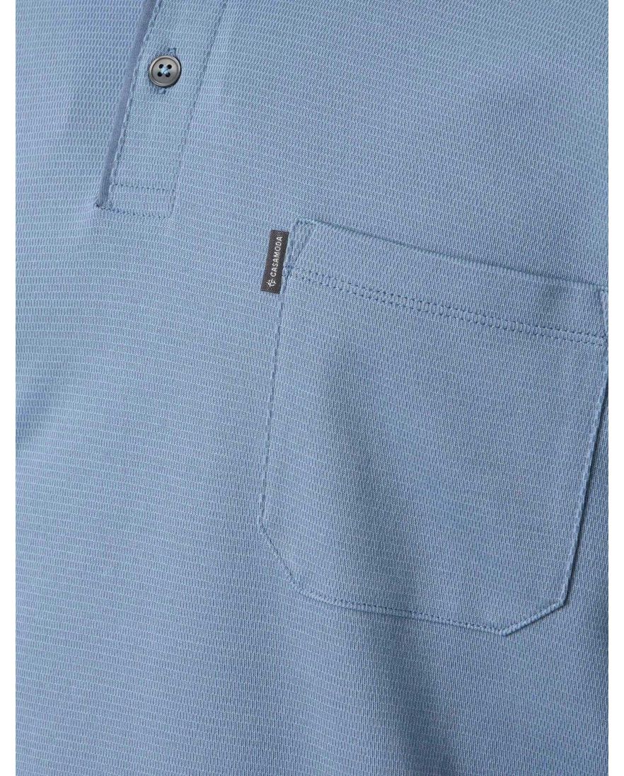 Casa Moda polo blauw 3 knoops borstzak lange mouw