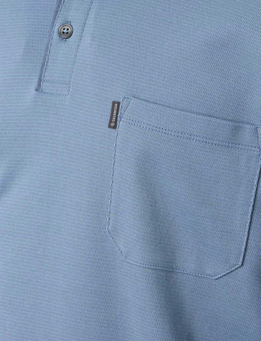 Casa Moda polo blauw 3 knoops borstzak lange mouw