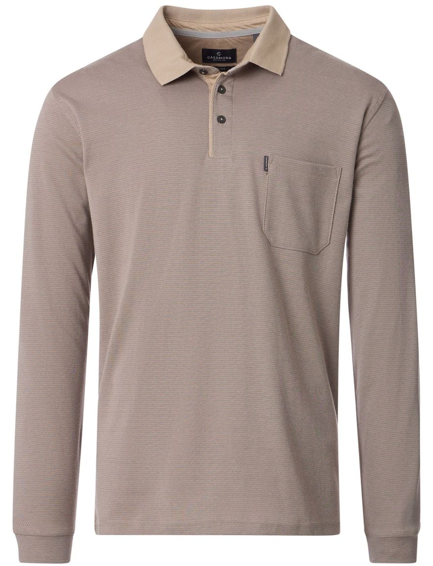 Casa Moda polo bruin 3 knoops borstzak lange mouw