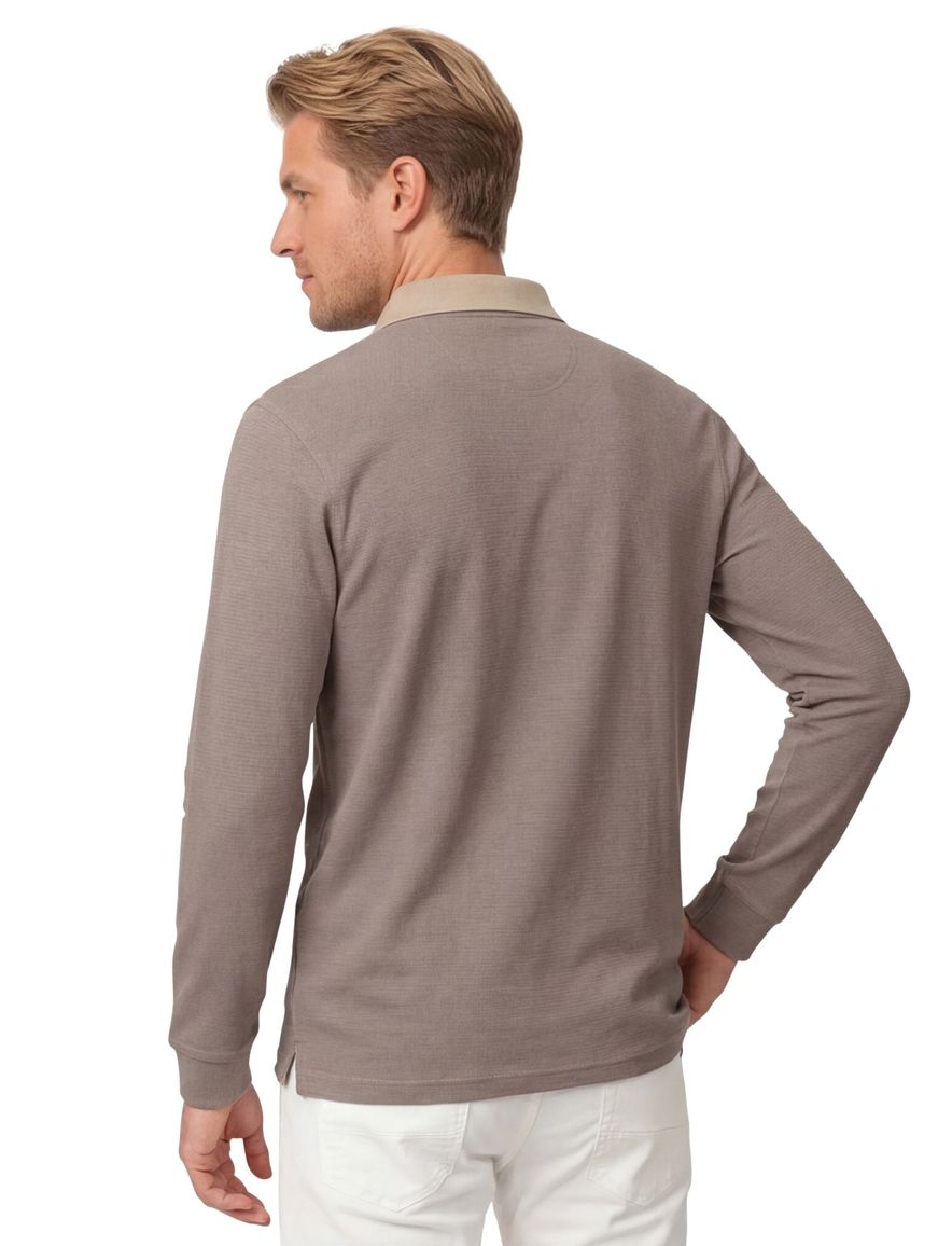 Casa Moda polo bruin 3 knoops borstzak lange mouw