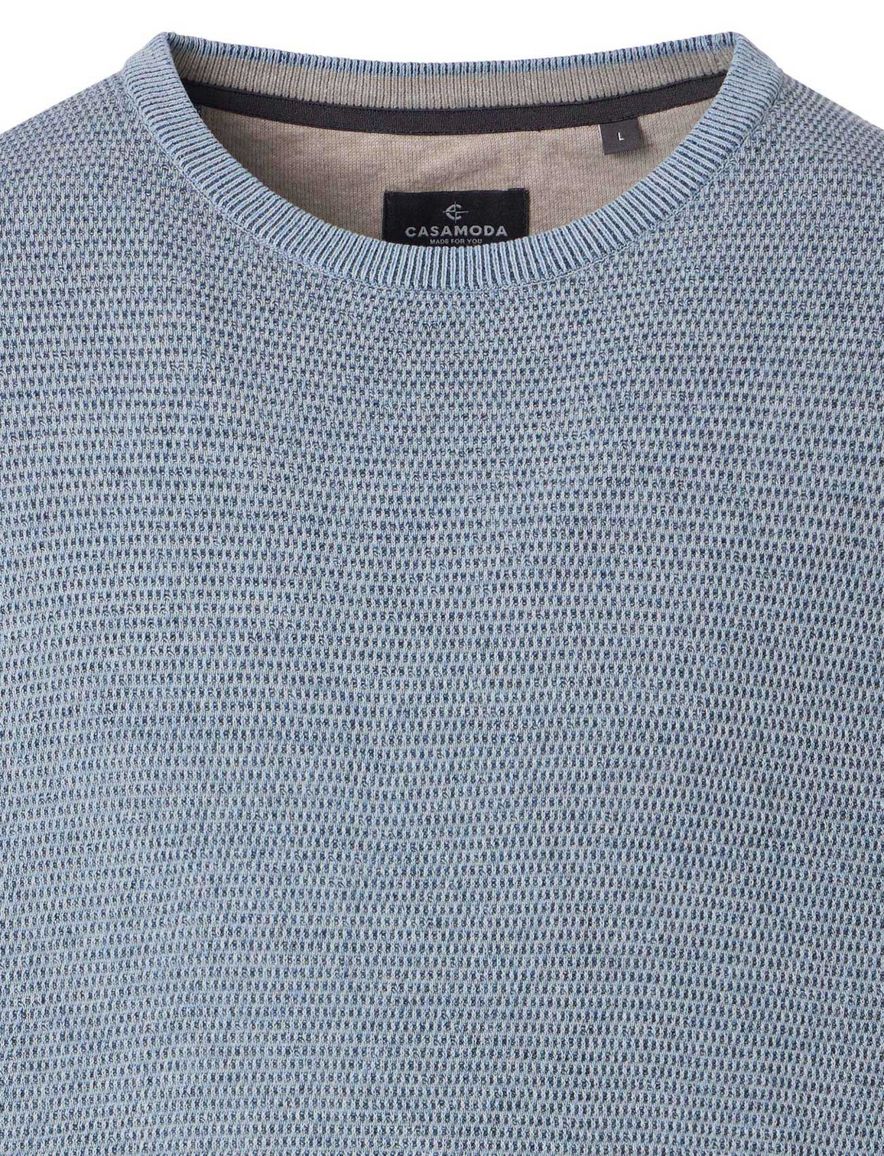 Casa Moda trui blauw textuur 100% katoen gemêleerd
