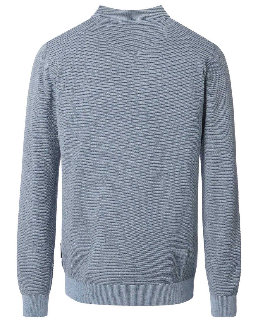 Casa Moda gebreid vest lichtblauw rits normale fit