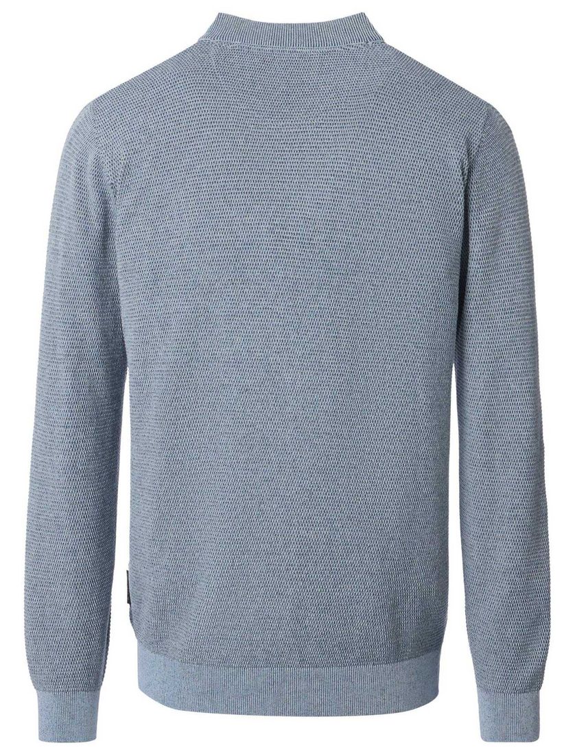 Vest Casa Moda normale fit lichtblauw met rits gebreid