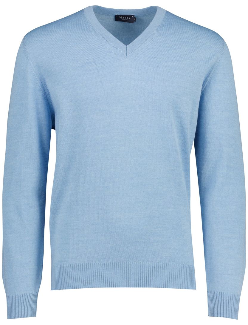 Trui v-hals Maerz blauw scheerwol
