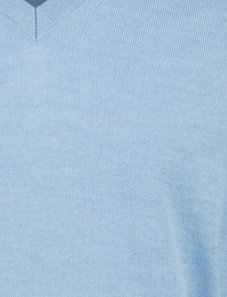 Maerz v-hals trui scheerwol blauw