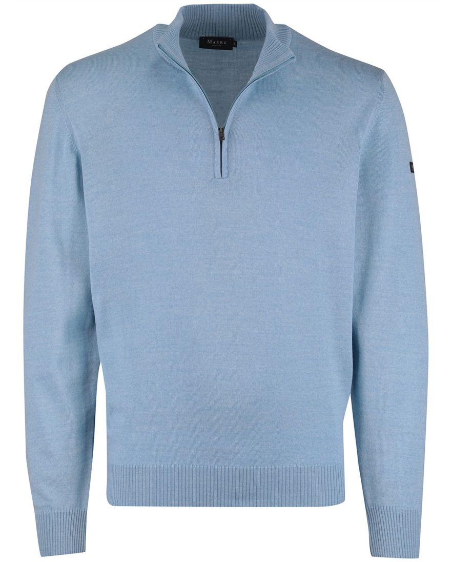 Blauwe half zip trui Maerz gemeleerd