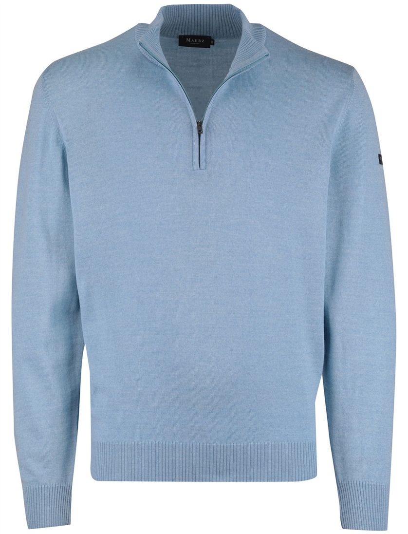 Trui Maerz blauw half zip wol