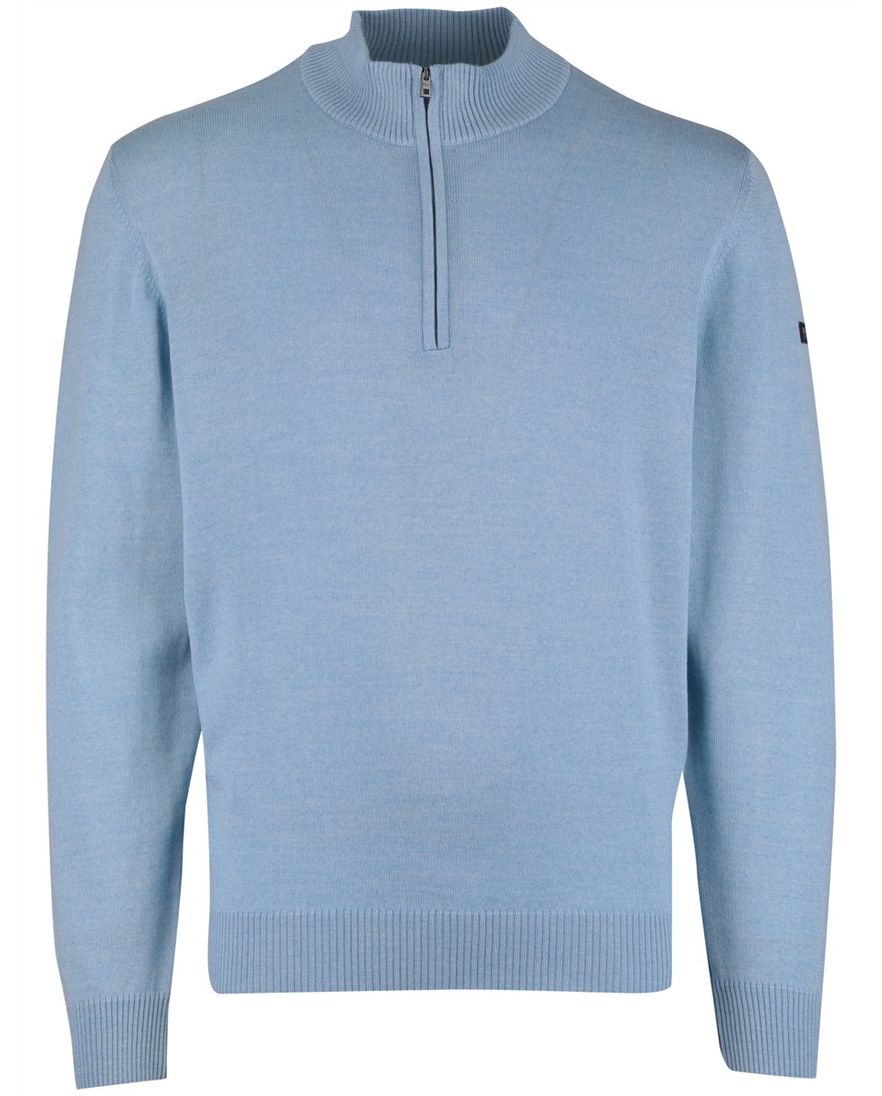 Blauwe half zip trui Maerz gemeleerd