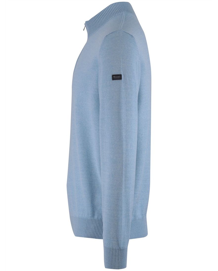 Blauwe half zip trui Maerz gemeleerd