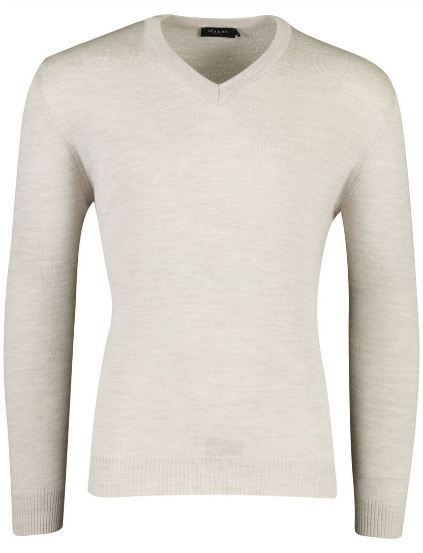 Gebreide v hals trui Maerz beige