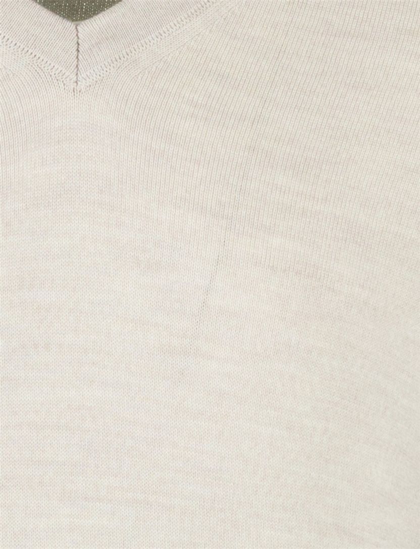 Gebreide v hals trui Maerz beige
