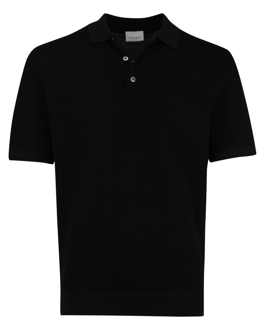 Zwarte poloshirt Profuomo normale fit 3 knoops