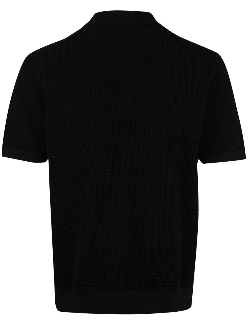 Poloshirt korte mouw zwart Profuomo normale fit 3 knoopjes