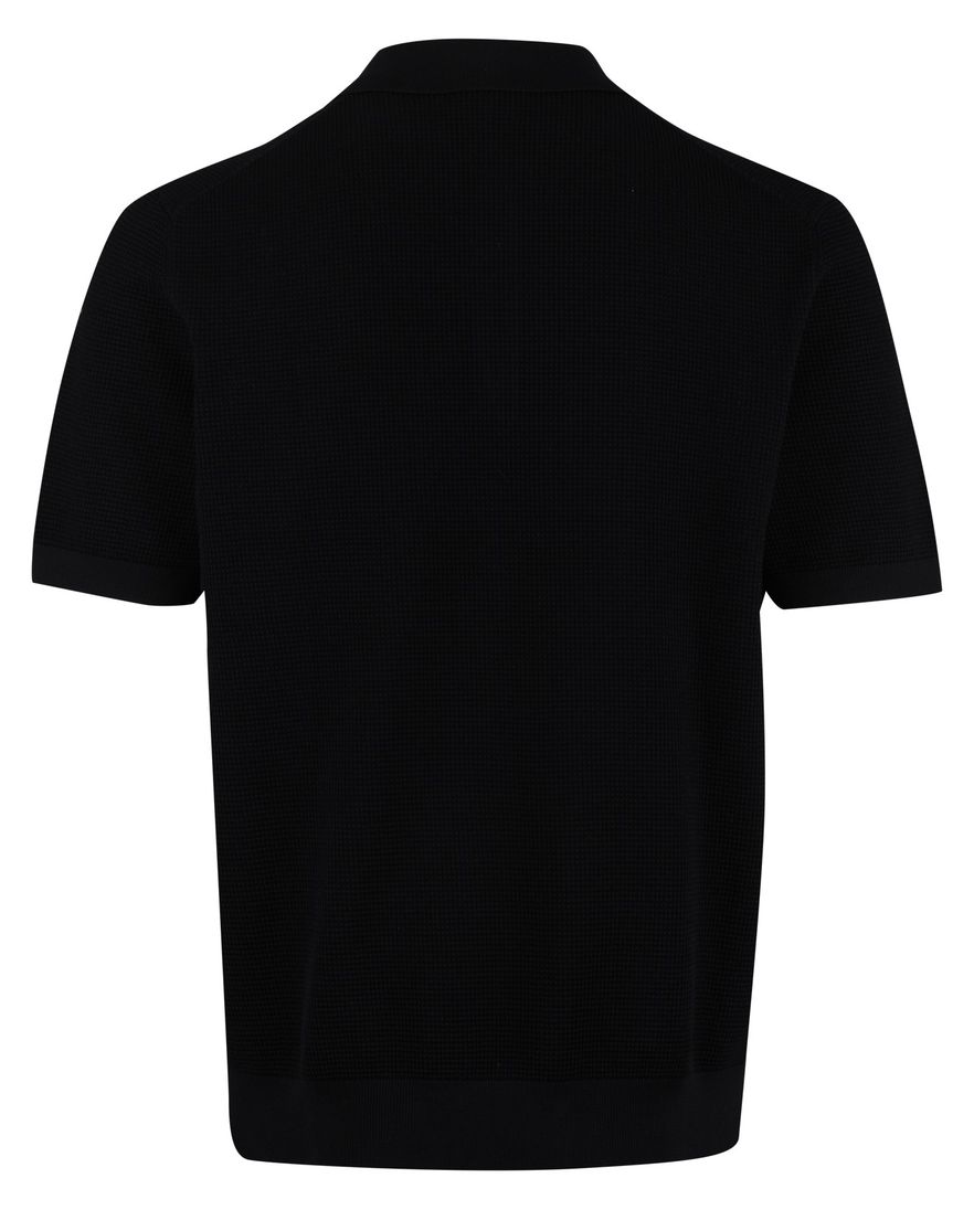 Zwarte poloshirt Profuomo normale fit 3 knoops