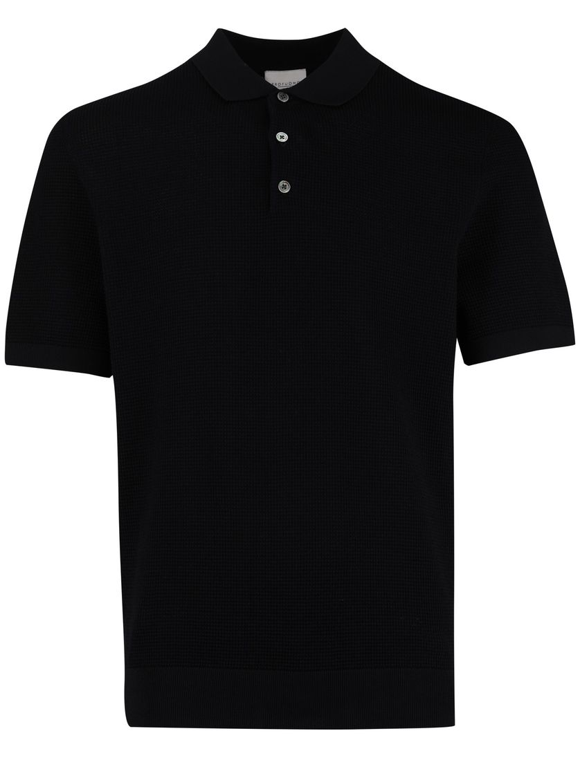Poloshirt korte mouw zwart Profuomo normale fit 3 knoopjes