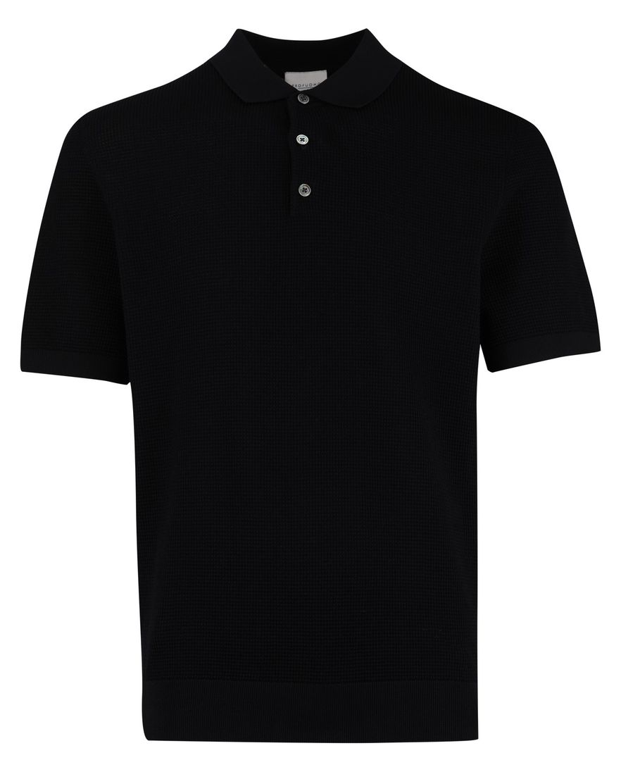 Zwarte poloshirt Profuomo normale fit 3 knoops