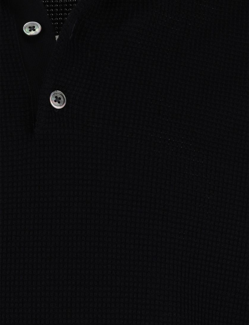 Poloshirt korte mouw zwart Profuomo normale fit 3 knoopjes