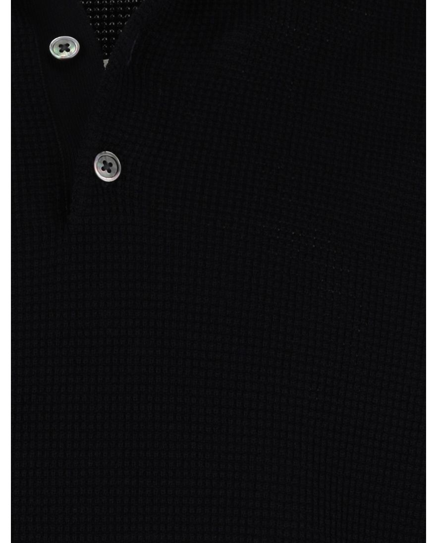 Zwarte poloshirt Profuomo normale fit 3 knoops