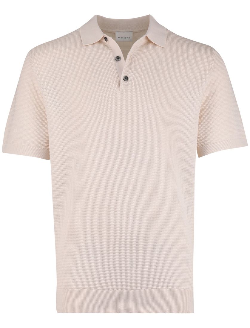 Polo beige Profuomo korte mouw 3 knoopjes normale fit