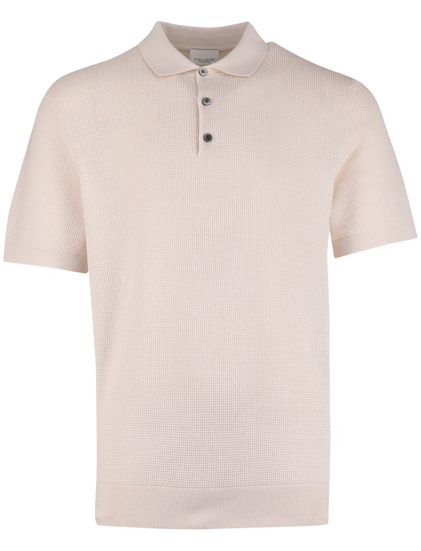 Polo beige Profuomo korte mouw 3 knoopjes normale fit