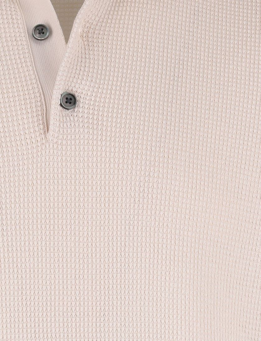 Polo beige Profuomo korte mouw 3 knoopjes normale fit