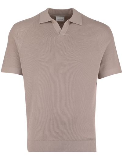 Profuomo Beige poloshirt Profuomo normale fit v hals