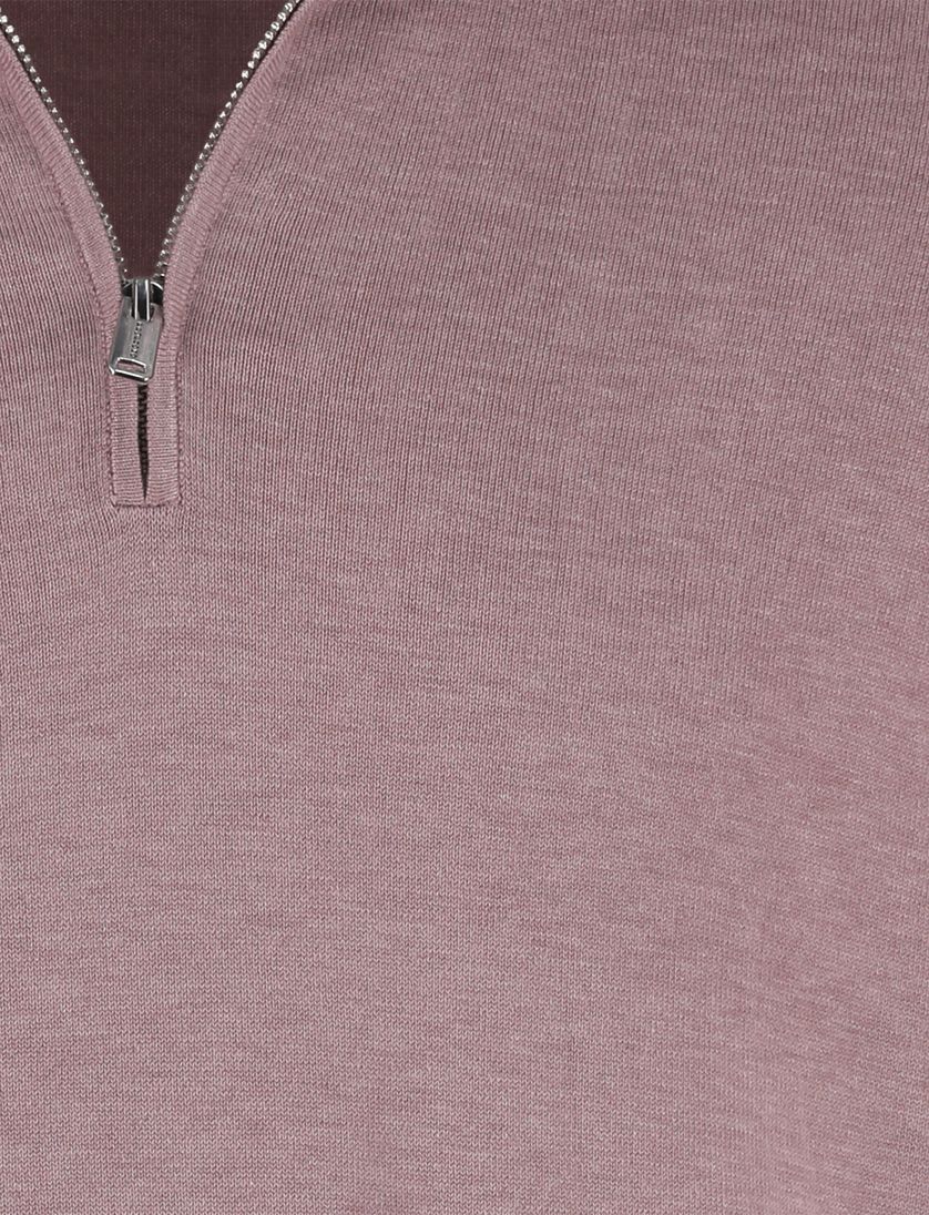 Trui roze Profuomo half zip normale fit